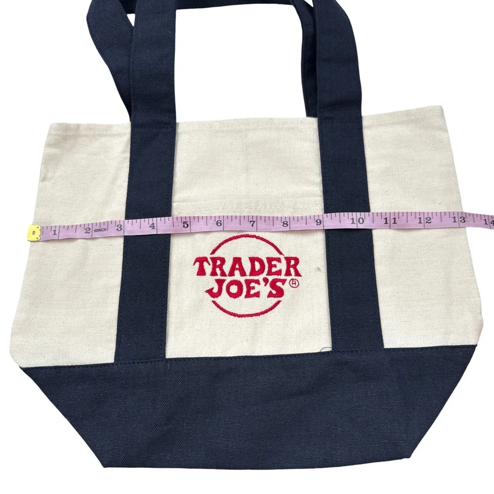 Trader Joe's Mini Canvas Tote Bag Navy Reusable Shopper Bag New With Tags